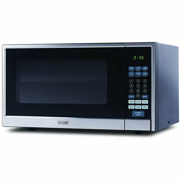 Countertop Microwave, 1.1 Cubic Feet, Black With Stainless Steel Trim, Commercial Chef, Mfr#: CHCM11100SSB